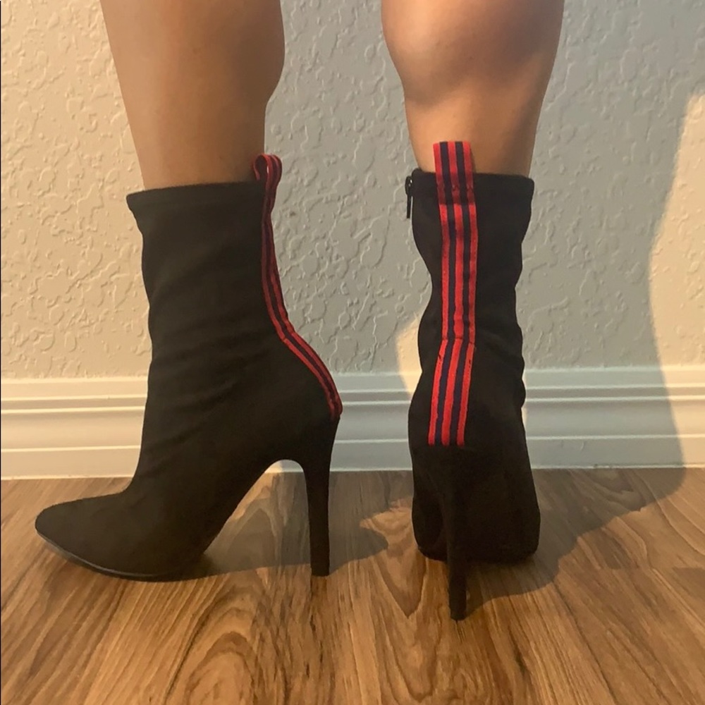 Navy & Red Stripe Stiletto booties